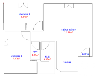  Appartement � vendre 3 pi�ces 46 m�