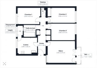  Appartement � vendre 4 pi�ces 83 m�