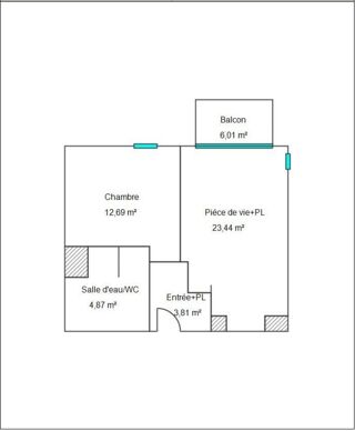  Appartement  vendre 2 pices 45 m