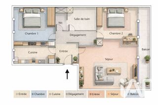  Appartement � vendre 3 pi�ces 60 m�