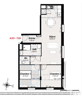  Appartement � vendre 3 pi�ces 69 m�