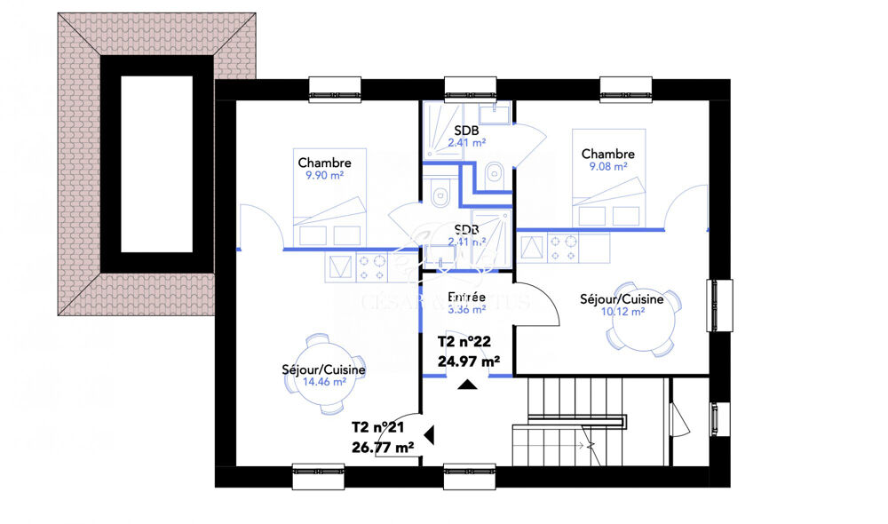 Vente Appartement T2 - 25 m² – Parking Charbonnieres les bains