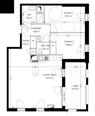  Appartement � vendre 3 pi�ces 74 m�