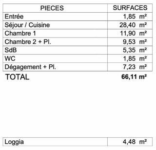  Appartement � vendre 3 pi�ces 66 m�