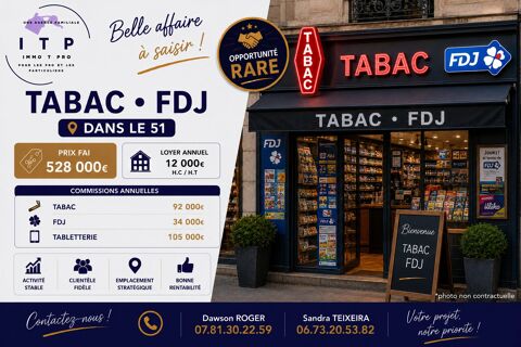 MAGNIFIQUE TABAC FDJ DANS LA PERIPHERIE DE REIMS (51) 528000 51100 Reims