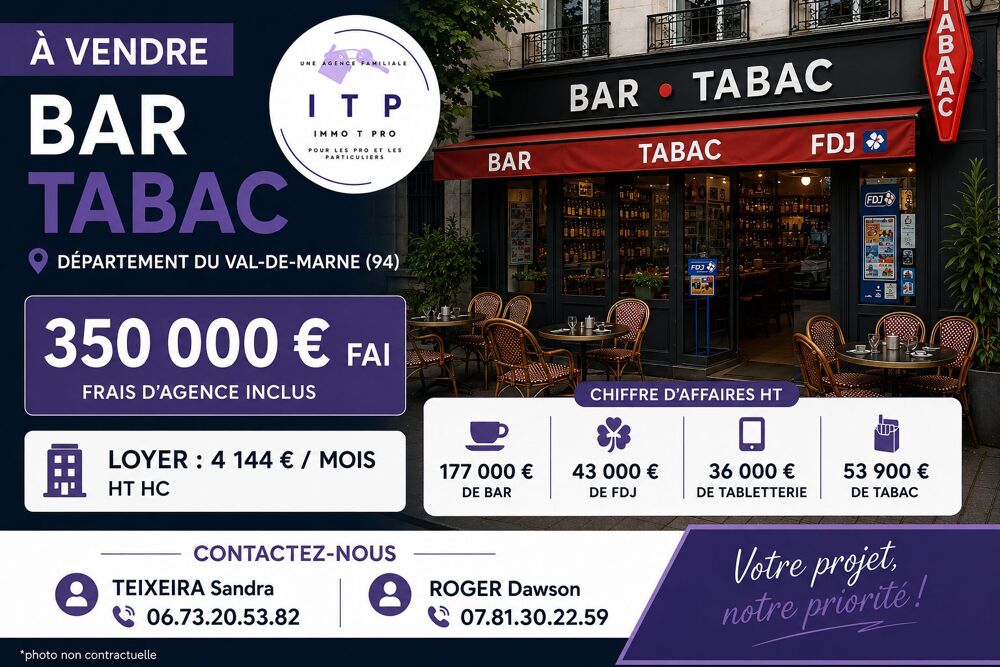   BEAU BAR TABAC FDJ DANS UNE BELLE VILLE DU VAL-DE-MARNE (94) 