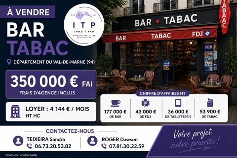 BEAU BAR TABAC FDJ DANS UNE BELLE VILLE DU VAL-DE-MARNE (94) 350000 94700 Maisons-alfort
