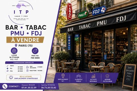   BEAU BAR TABAC FDJ PMU A PARIS RIVES DROITE (75) 