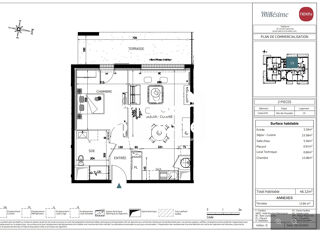  Appartement  vendre 2 pices 46 m
