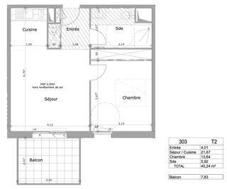  Appartement � vendre 2 pi�ces 45 m�
