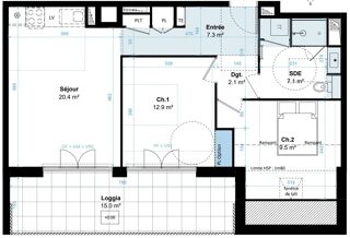  Appartement à vendre 3 pièces 59 m²