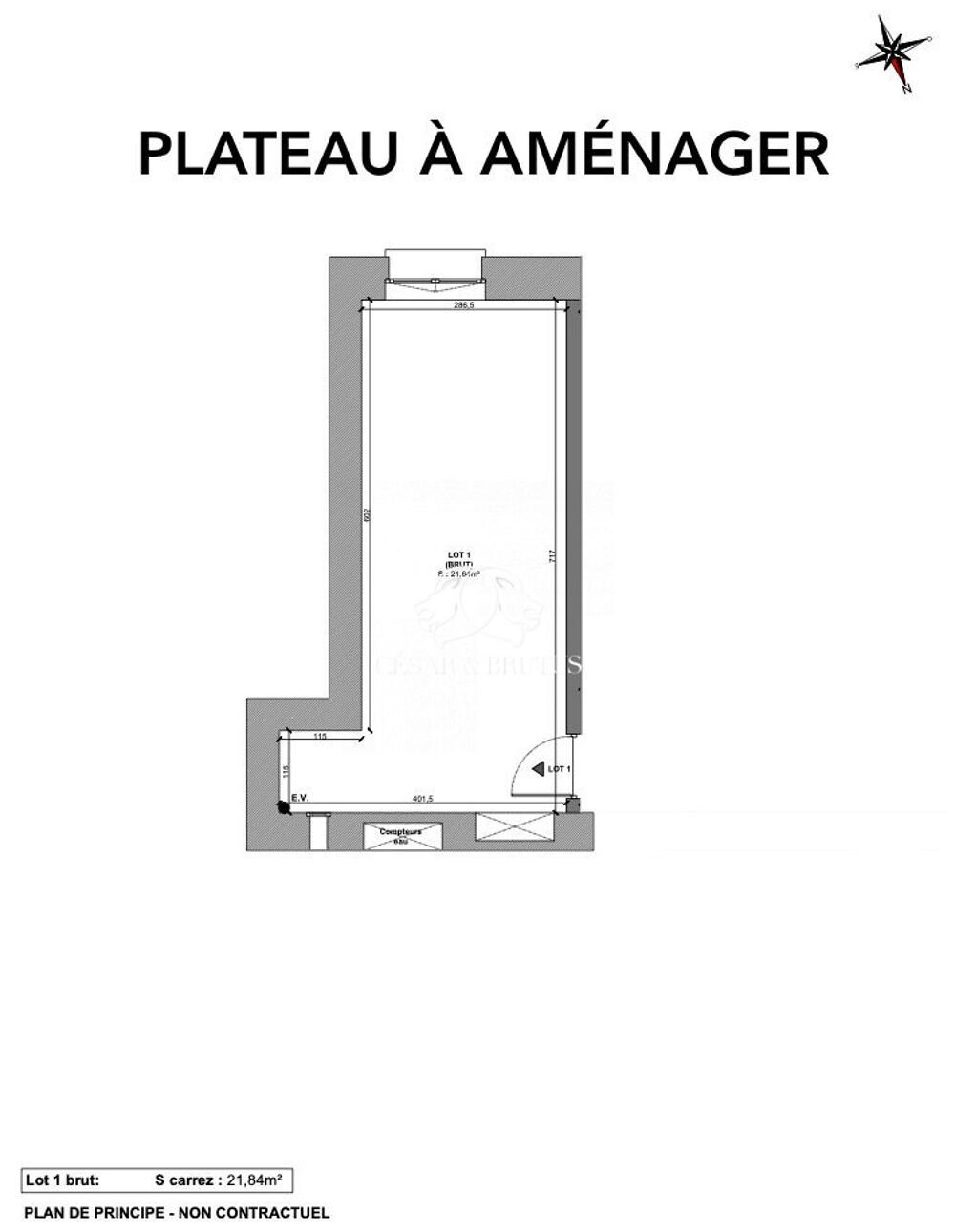 Lyon 2e - Studio - 27m² - Plateau à rénover