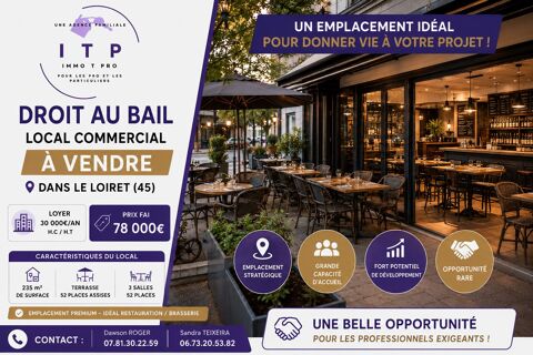   DROIT AU BAIL RESTAURANT DANS UNE BELLE VILLE DU LOIRET (45) 