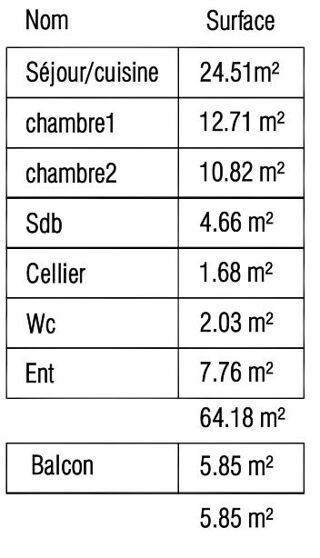  Appartement � vendre 3 pi�ces 64 m�