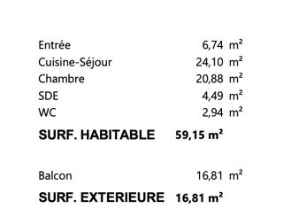  Appartement � vendre 3 pi�ces 59 m�