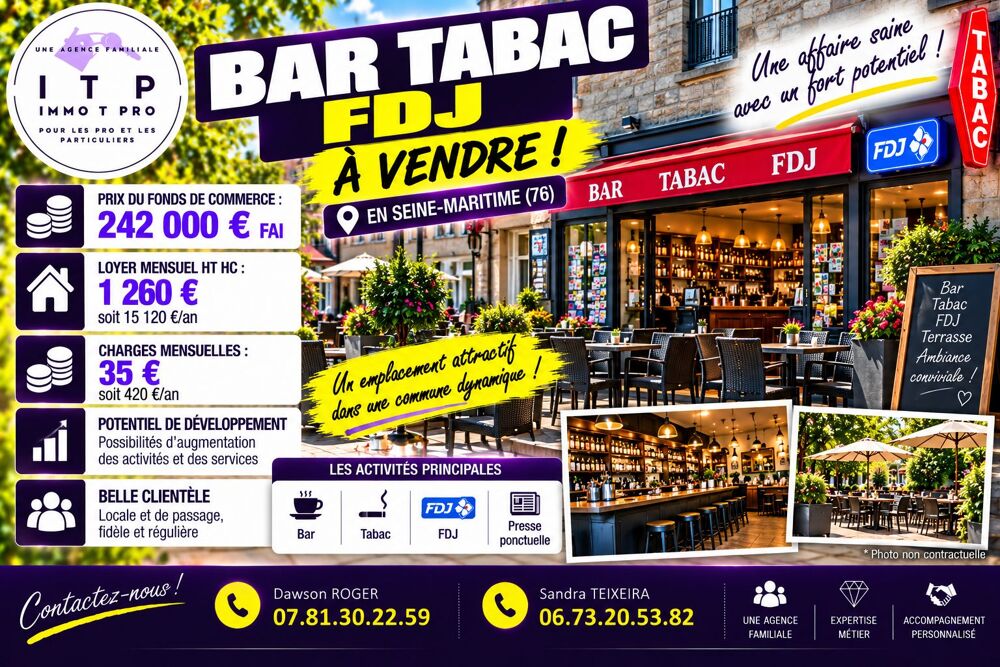   BEAU BAR TABAC DANS UNE VILLE RECHERCHEE DE SEINE MARITIME (76) 
