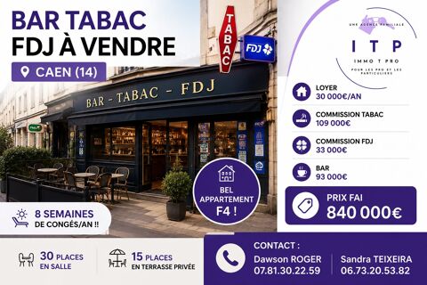 MAGNIFIQUE BAR TABAC FDJ DANS UNE JOLIE VILLE DU CALVADOS (14) 840000 14000 Caen