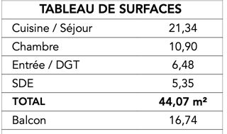  Appartement  vendre 2 pices 44 m