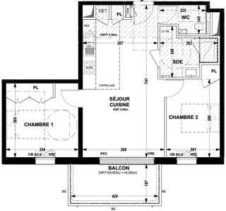  Appartement � vendre 3 pi�ces 59 m�