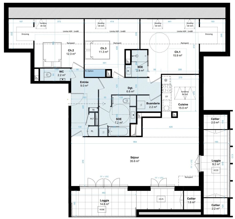 Vente Appartement très grand T4 dernier étage Plérin