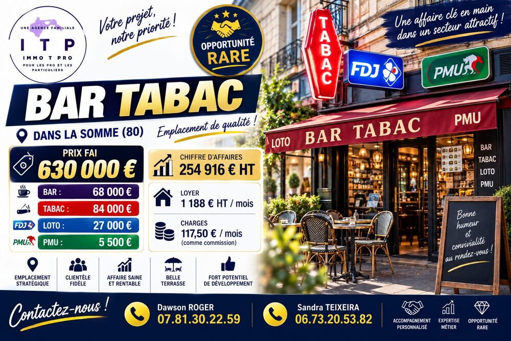   MAGNIFIQUE BAR TABAC FDJ PMU DANS LA PÉRIPHÉRIE D'AMIENS (80) 