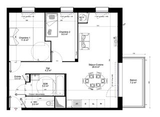  Appartement � vendre 3 pi�ces 62 m�
