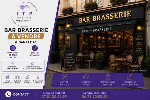 MAGNIFIQUE BAR BRASSERIE DANS LA PERIPHERIE DE CHARTRES (28) 275000 28400 Nogent-le-rotrou