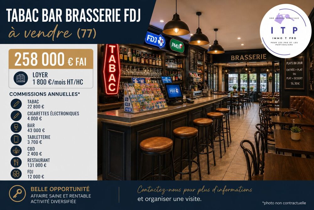   BEAU BAR TABAC BRASSERIE FDJ DANS LA PERIPHERIE DE NANGIS (77) 