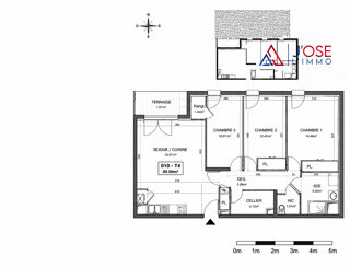 Vente Appartement Grand T3 de 89 m² avec jardin 70 m² – Tours Nord – T4 poss Tours
