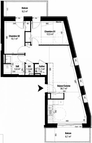  Appartement à vendre 3 pièces 70 m²