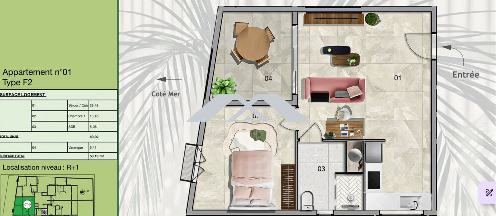APPARTEMENT T2 ETANG SALE