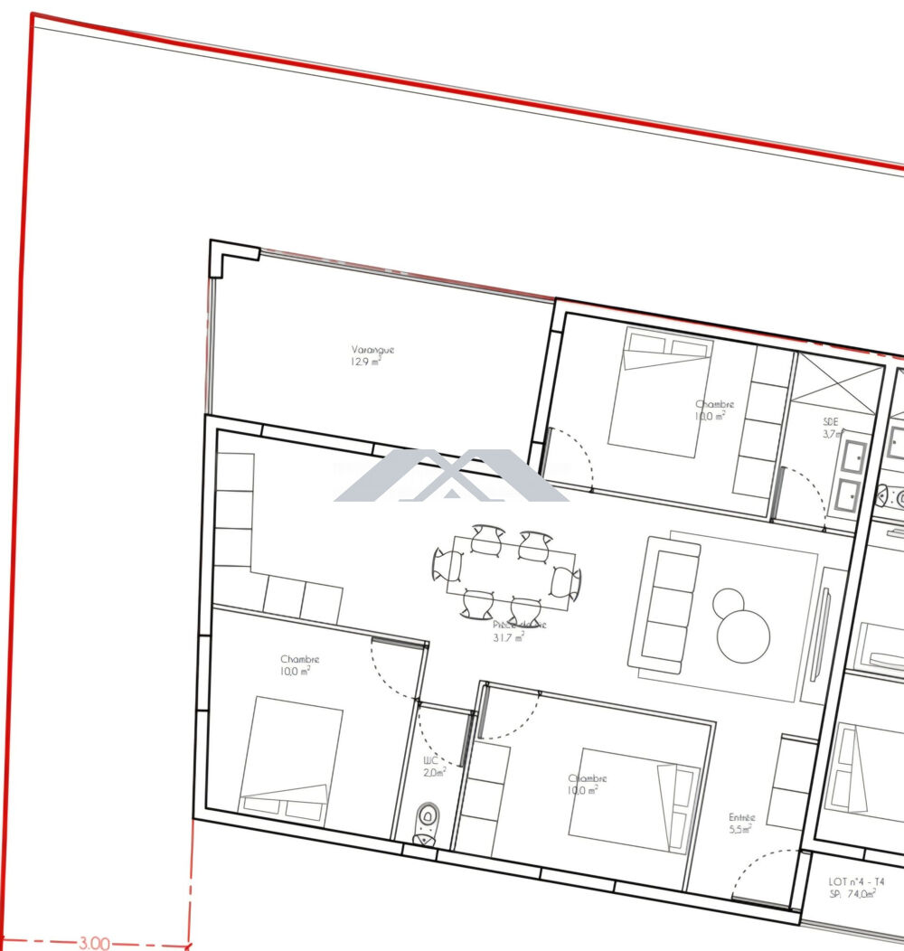 Appartement T4 Sainte Suzanne