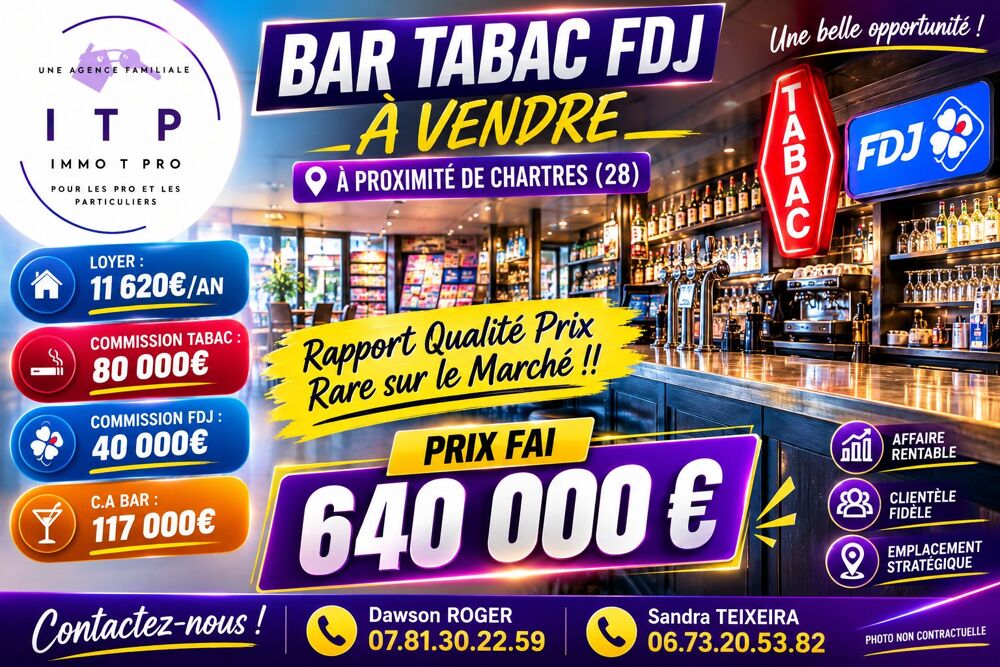   MAGNIFIQUE BAR TABAC FDJ DANS L'EURE ET LOIR (28) 