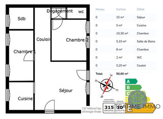  Maison � vendre 3 pi�ces 50 m�