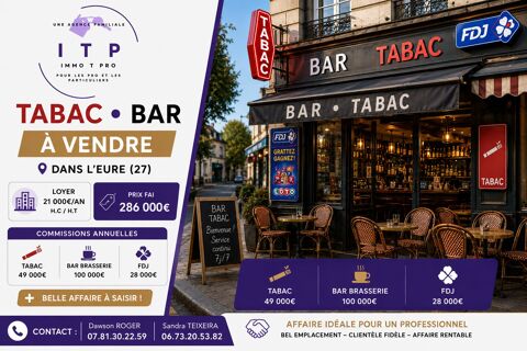   BEAU BAR BRASSERIE TABAC FDJ DANS UNE JOLIE VILLE DE L'EURE (27) 