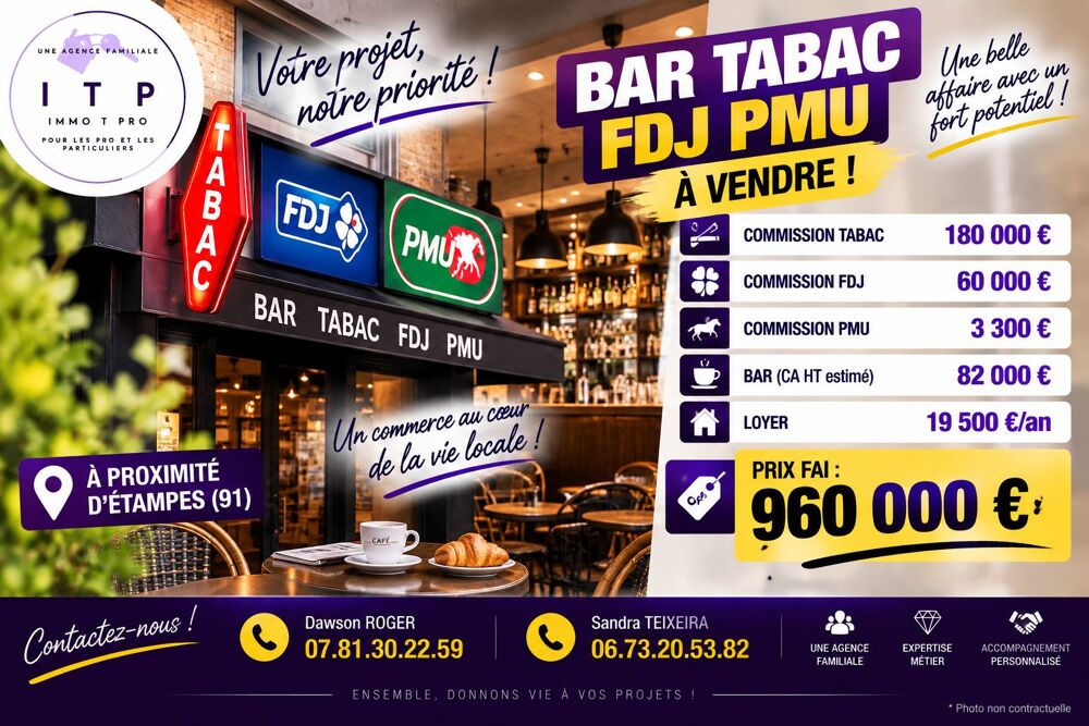   MAGNIFIQUE BAR TABAC FDJ PMU DANS UNE BELLE VILLE DE L'ESSONNE ( 