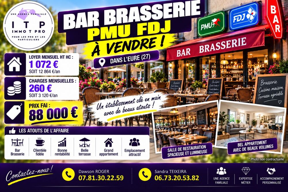   BEAU BAR FDJ PMU DANS UNE GRANDE VILLE DE L'EURE (27) 