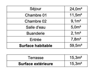  Appartement  vendre 3 pices 60 m