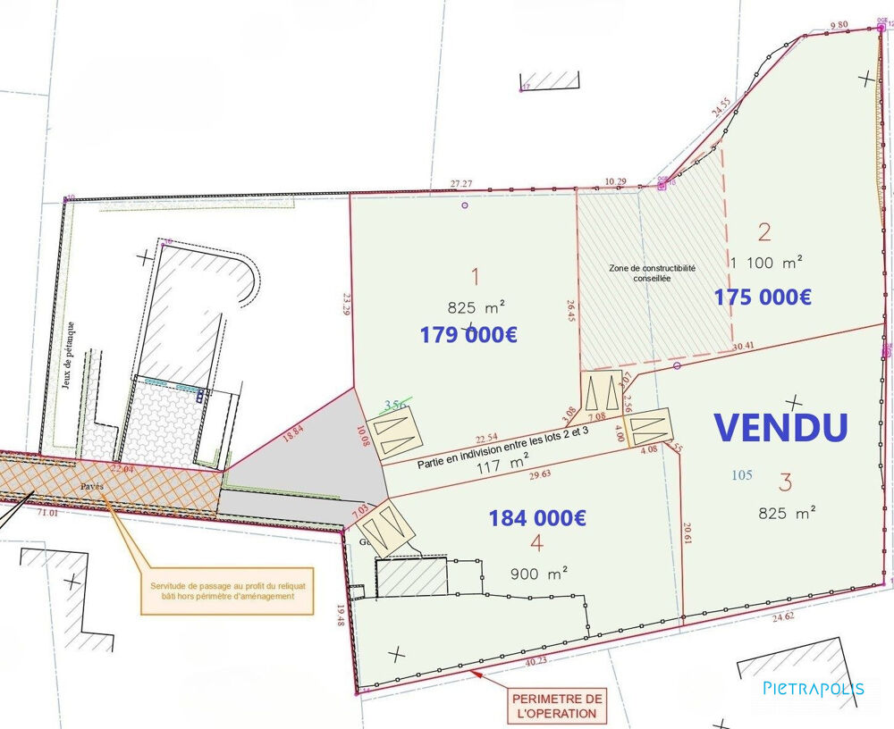 Vente Terrain TERRAIN 825 M² CONSTRUCTIBLE Chonas-l'amballan