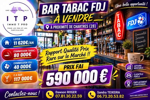 MAGNIFIQUE BAR TABAC FDJ DANS L'EURE ET LOIR (28) 590000 28000 Chartres