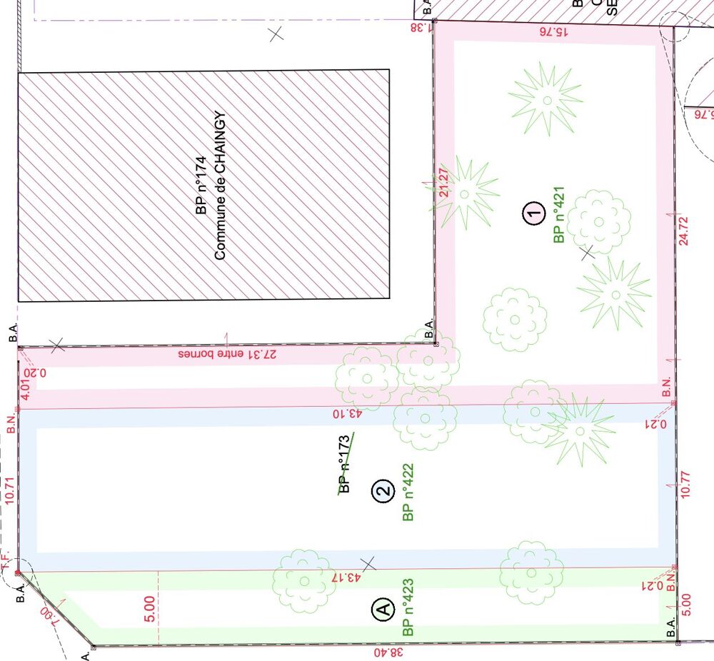   Terrain constructible dans le bourg de Chaingy 