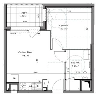  Appartement à vendre 2 pièces 37 m²