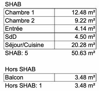  Appartement � vendre 3 pi�ces 51 m�