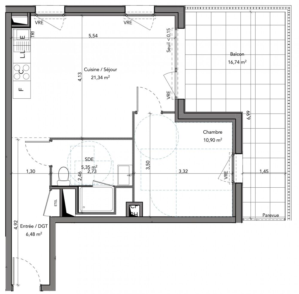 Vente Appartement T2 avec superbe terrasse dernier étage Crozon