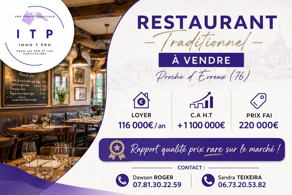   BEAU RESTAURANT DANS UNE GRANDE VILLE DE L'EURE (27) 