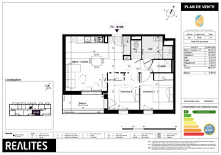  Appartement  vendre 3 pices 59 m