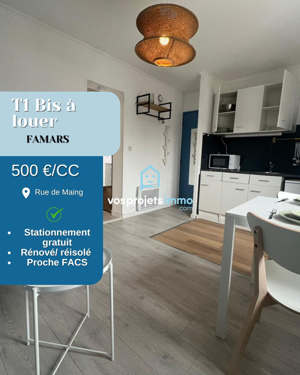 Location Appartement ? T1 bis meublé & équipé – 2? étage Famars