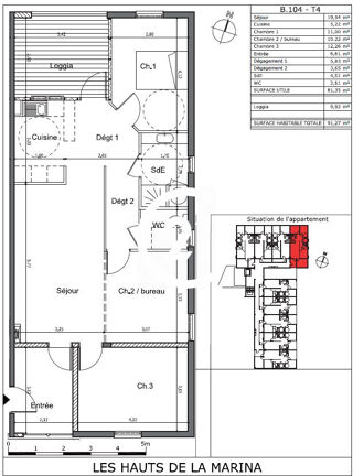  Appartement  vendre 4 pices 91 m
