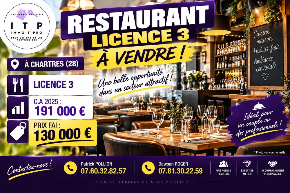   RESTAURANT LICENCE 3 EN PLEIN CENTRE VILLE DE CHARTRES (28) 