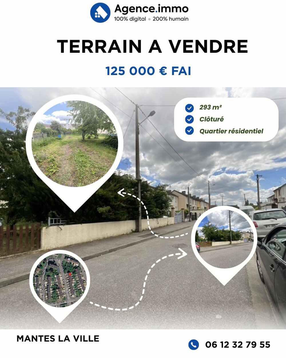 Vente Terrain Terrain à bâtir de 293 m² – Façade 16 m – Quartier rési Mantes-la-ville